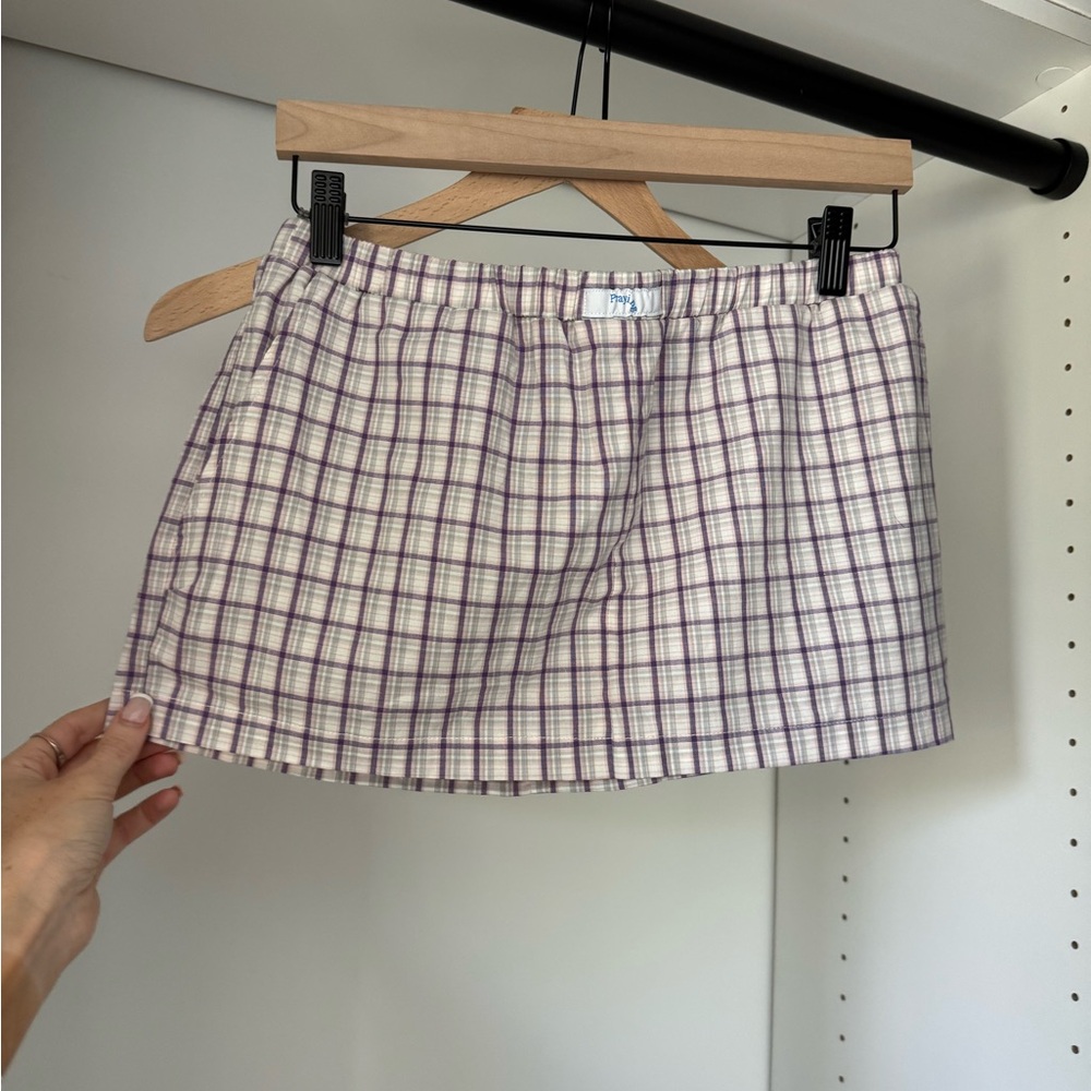 Praying Plaid Purple and White Women's Skirt